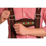 Lederhosen Johann - Verstelbare Bretels - Donkerbruin - Knielengte - Imitatie Su&egrave;de