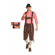 Lederhosen Johann - Verstelbare Bretels - Donkerbruin - Knielengte - Imitatie Su&egrave;de
