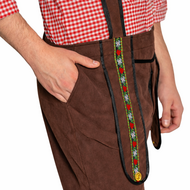 Lederhosen Johann - Verstelbare Bretels - Donkerbruin - Knielengte - Imitatie Su&egrave;de