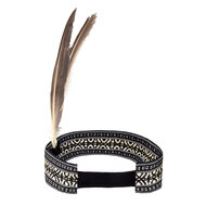Haarband Indiaan Grijs met Twee Veren 