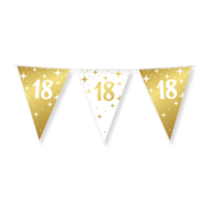 Fancy vlaggenlijn wit-goud 18