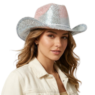 Cowboyhoed - Glitter Zilver - Volwassenen 