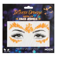 Moon Gezicht Steentjes - Face en Body Jewels -  Neon Oranje - UV 
