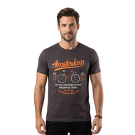 T-shirt Charcoal - Amsterdam Legendary Bike Town - Katoen - Heren