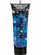 Moon Glow - Neon UV Chunky Glitter Gel - Blauw - 12 ml