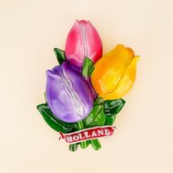 Koelkastmagneet - Magneet Holland -Tulpenbos Lila - Roze - Geel 