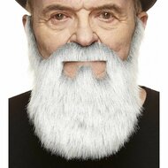 Snor met Baard - Old Merchant - Grijs Imitatiebont - Zelfklevend