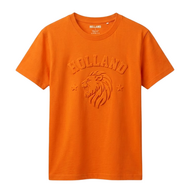 Holland  T-shirt Embossed Oranje - Leeuw EK/WK  - Volwassenen