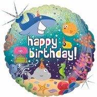 Folieballon - Happy Birthday holografisch Ocean  - 45 cm - Helium- en Luchtvulling