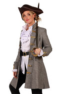 Luxe Piratenjas Grijs met Gouden Knopen - Anne Bonny - Dames