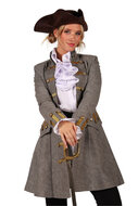 Luxe Piratenjas Grijs met Gouden Knopen - Anne Bonny - Dames