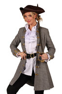 Luxe Piratenjas Grijs met Gouden Knopen - Anne Bonny - Dames