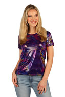 T-shirt Disco Party Queen Paars - Jaren 80 &amp; 90
