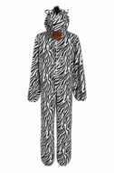 Onesie Dierenkostuum - Zebra Pluche - Volwassenen - Zwart-Wit