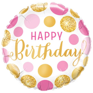 Folieballon - Happy Birthday Roze-Goud - 45 cm - Helium- en Luchtvulling