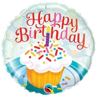 Folieballon - Happy Birthday Cupcake - 45 cm - Helium- en Luchtvulling