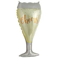 Folieballon Champagneglas - Cheers - 84 cm - Helium- en Luchtvulling