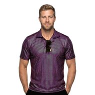 Polo Velvet Glitter Paars - Jaren 80 en 90 Disco - Heren