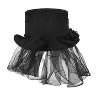 Steampunk  Gothic Hoge Hoed met Kant - Zwart