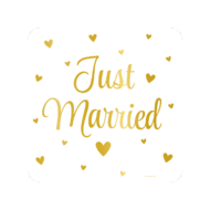 Huldeschild Just Married - Goud-Wit