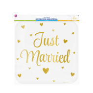 Huldeschild Just Married - Goud-Wit
