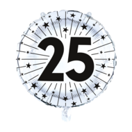 Folieballon Jubileum - 25 Jaar Zilver - 45 cm - Helium- en Luchtvulling