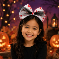 Halloween Diadeem Strik - Wit Met Bloedspetters