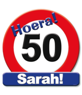 Sarah 50 verkeersbord