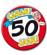 Sarah 50 mega button