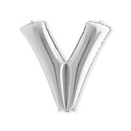 Letter ballon V zilver