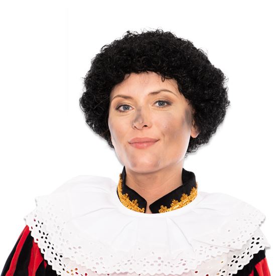 Zwarte piet pruik zwart