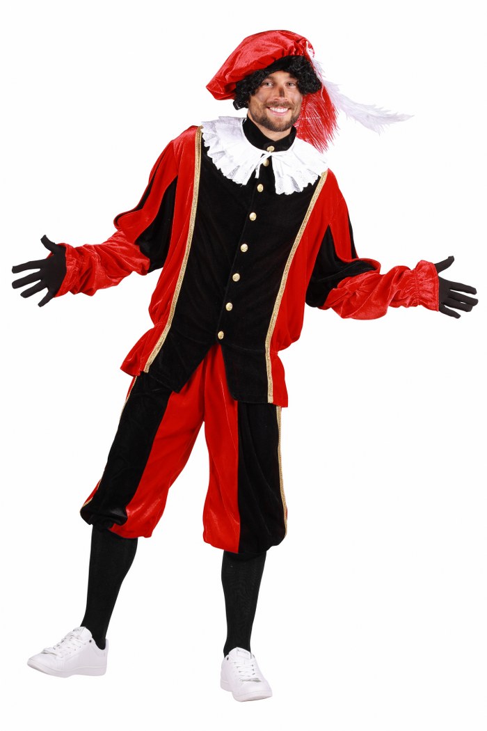 Zwarte piet kostuum rood zwart