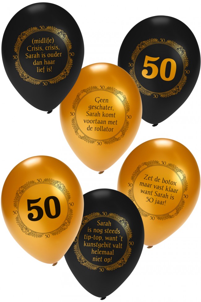 Voorrecht Inzichtelijk Rijke man Sarah 50 jaar ballonnen goud-zwart | Feestartikelenshop.com