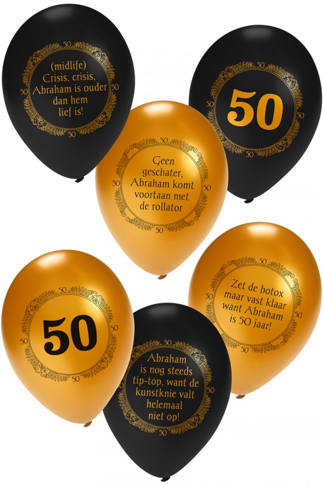 Raar Zware vrachtwagen Speels Abraham 50 jaar ballonnen goud-zwart | Feestartikelenshop.com