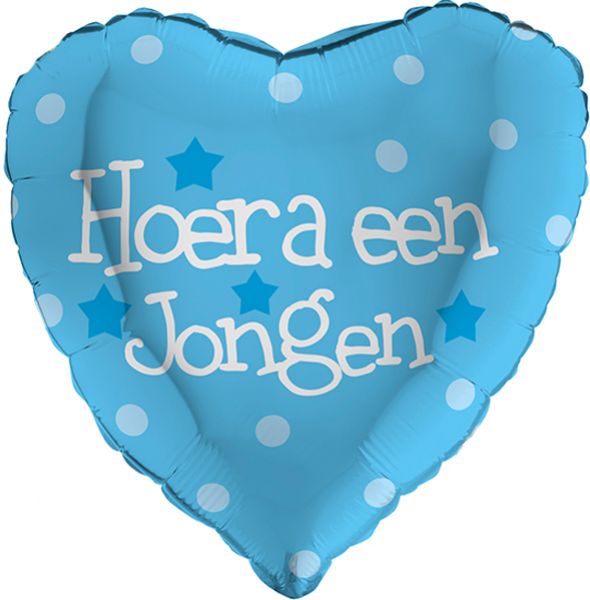 Folieballon hoera een jongen