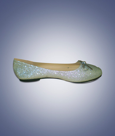 Dames ballerina glitter zilver