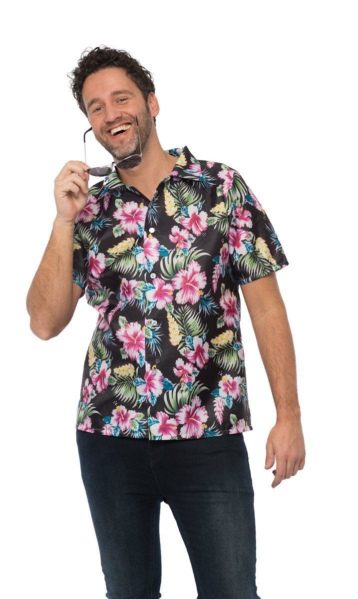 Hawaii blouse bloemen deluxe zwart