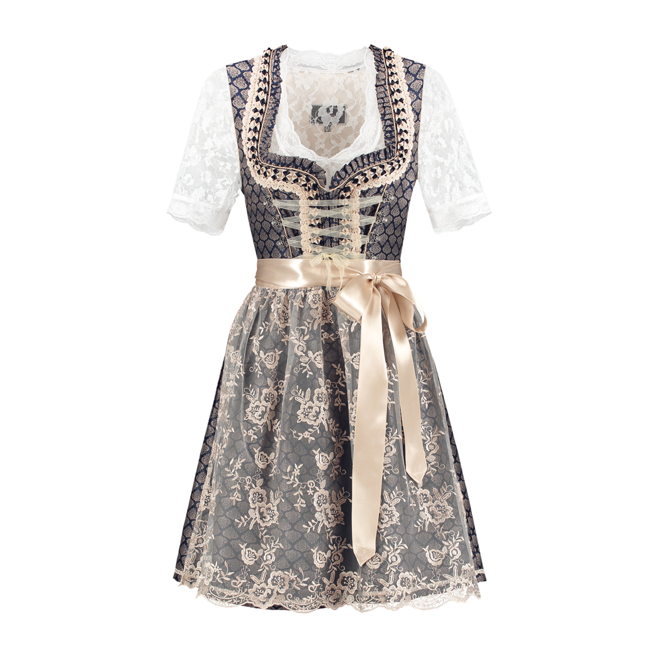 Dirndl Blauw-Crème deluxe