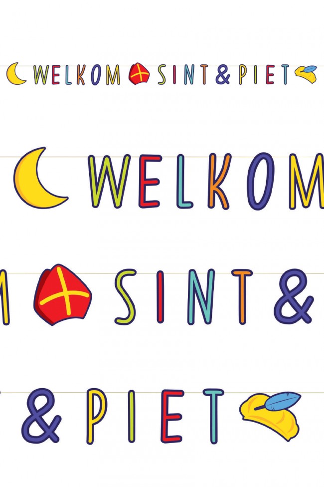 Letterslinger papier welkom Sint & Piet 