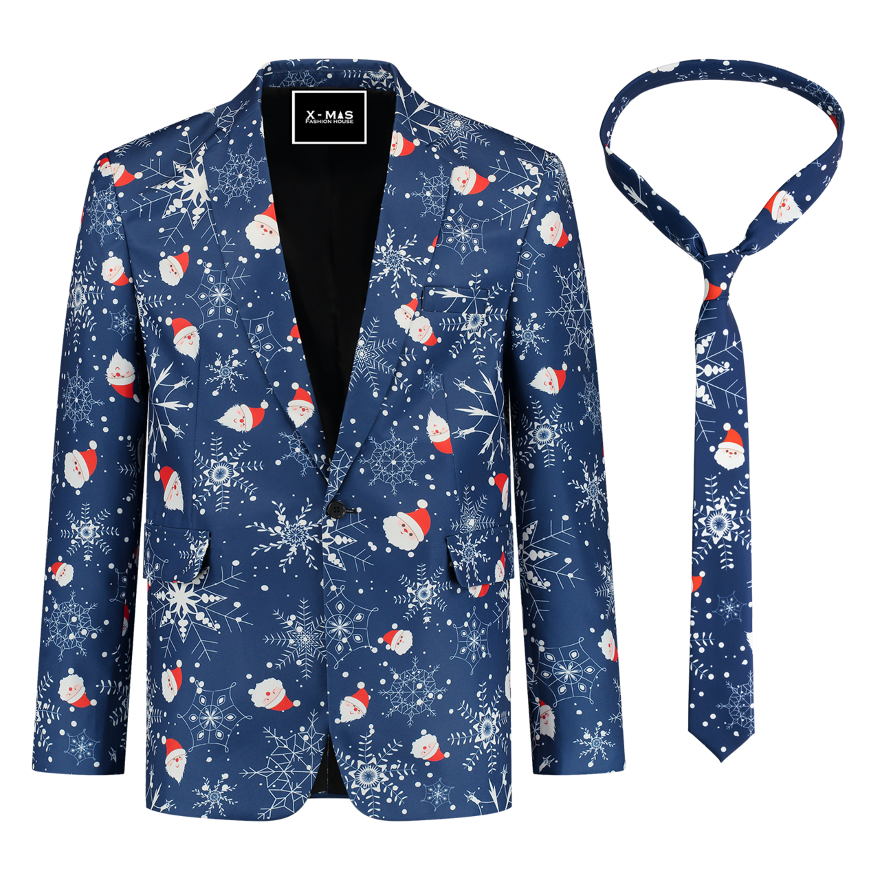 Kerst Blazer Santa Snowflakes met stropdas