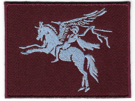 Airborne patch Pegasus schildvorm 8 cm vierkant