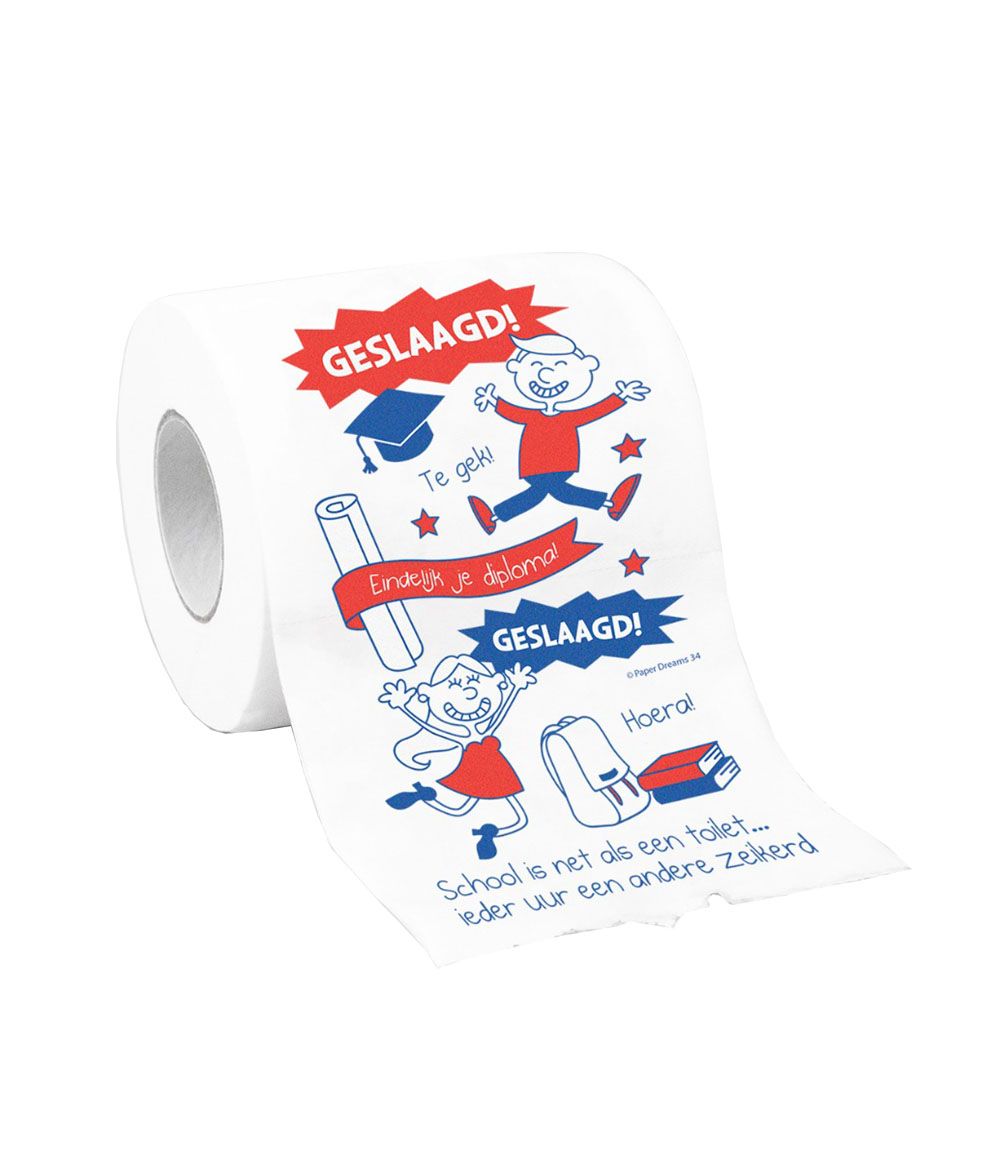 Toiletpapier rol met opdruk geslaagd