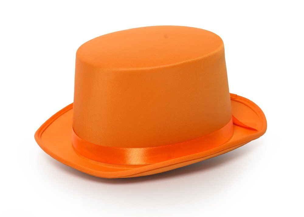 Hoge hoed oranje satijn