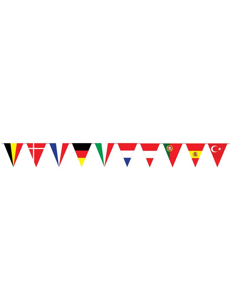 Vlaggenlijn plastic Internationaal 5 meter puntvlaggen