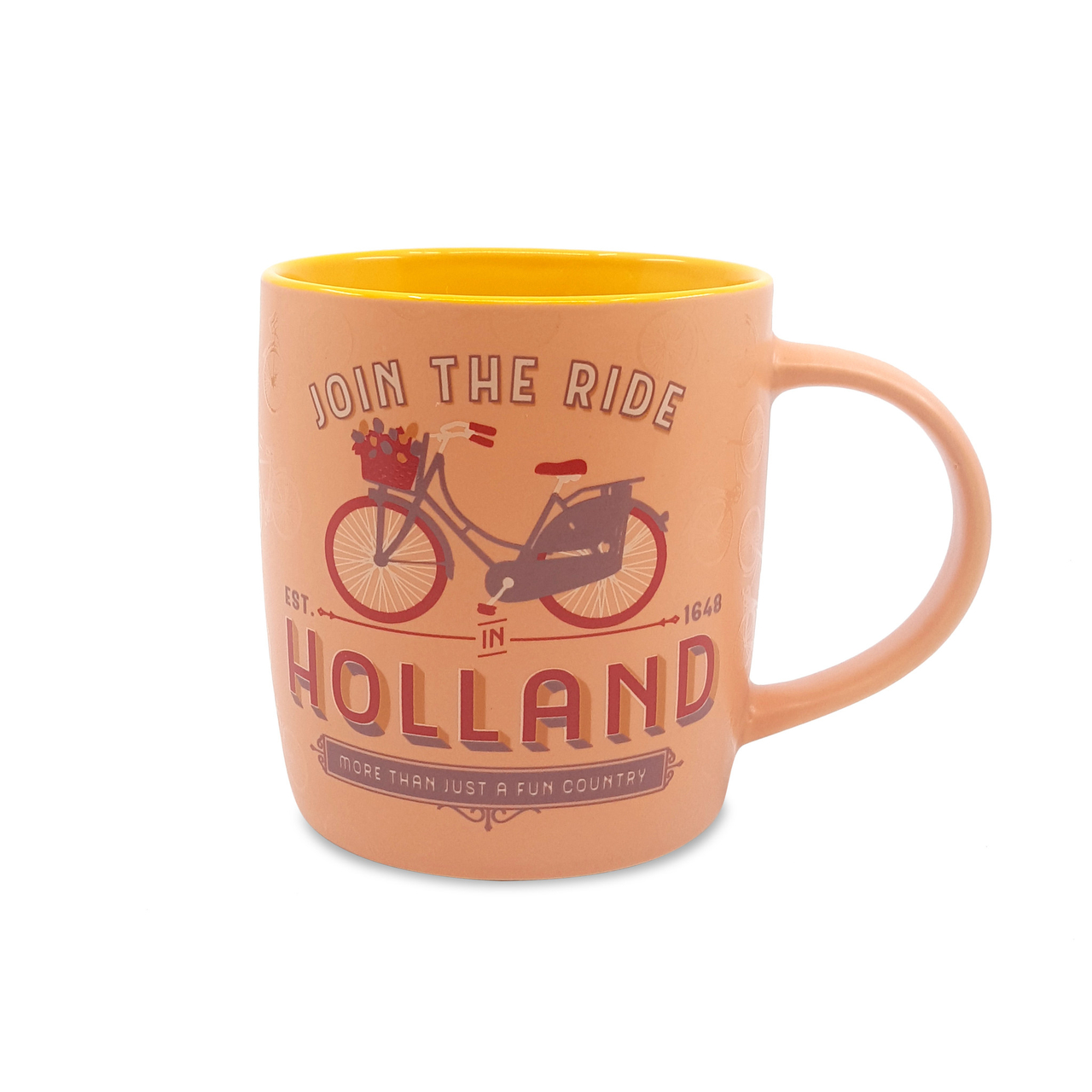 Beker pastel Holland fiets oranje/geel