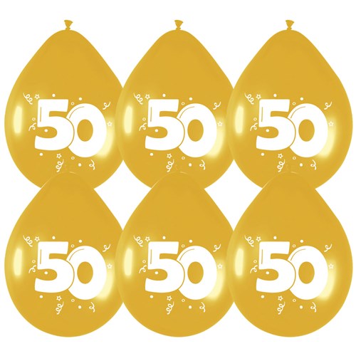 Ballonnen 50  goud 6 stuks