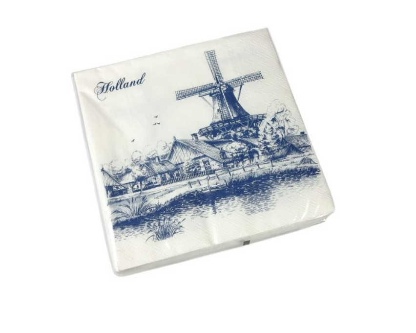 Servetten molen Delfts blauw