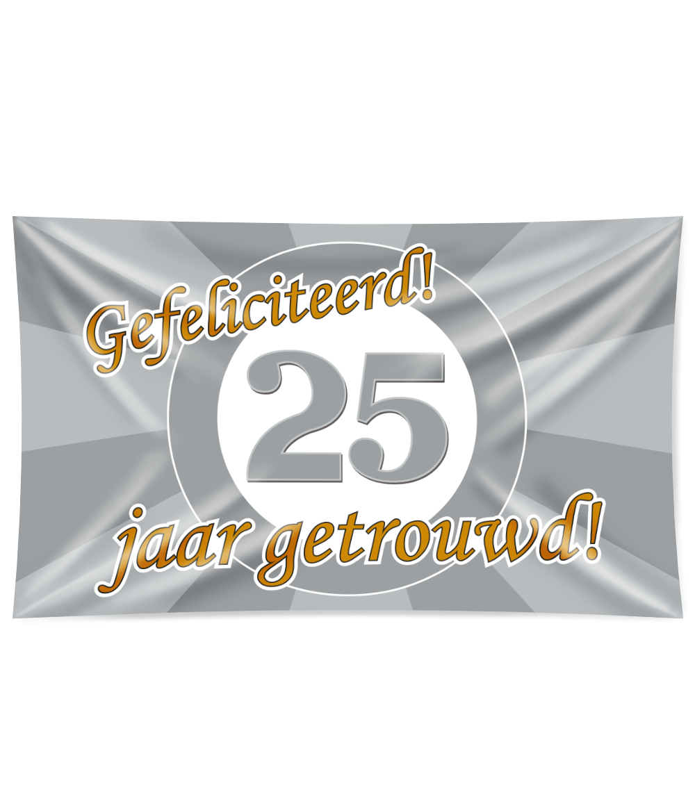 Getrouwd gevel vlag 25 jaar 150 x 90 cm