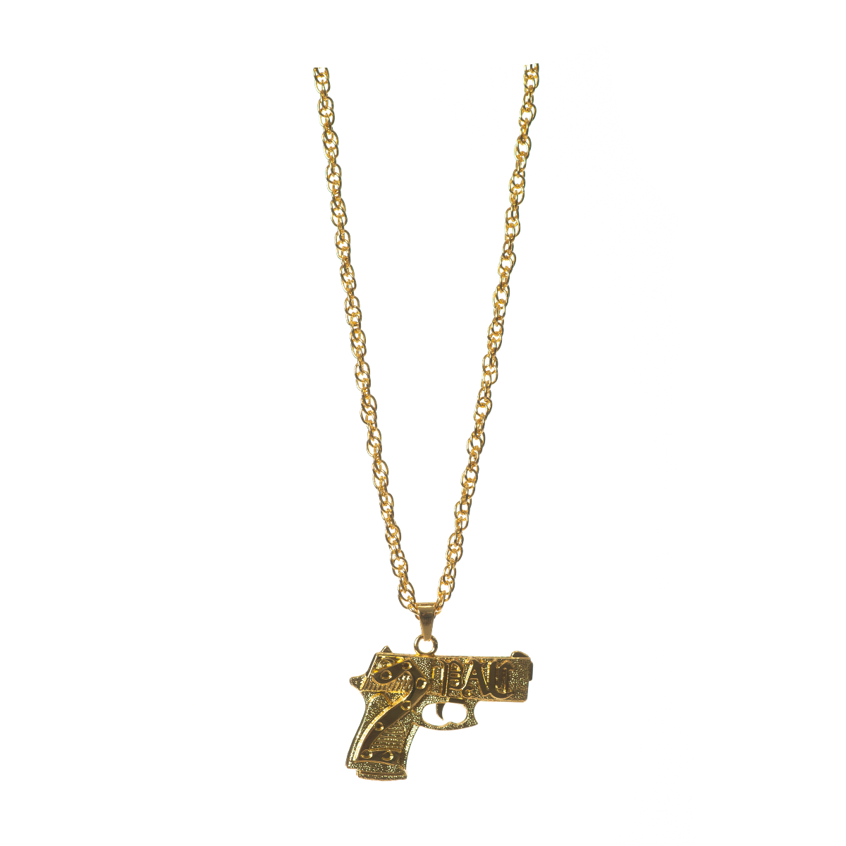 Ketting pistool goud 2pac