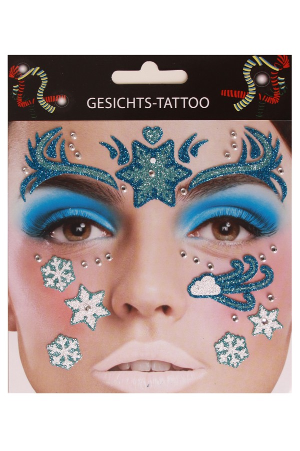 Face en body stickers en steentjes ijsprinses